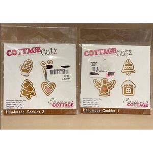 Cottage Cutz Metal Stamping Dies HANDMADE COOKIES 1 & 2 Mitten, Angel, Bell Tree